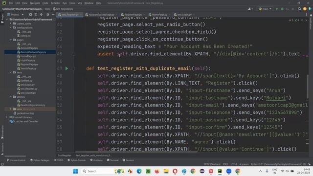 Pytest Selenium Python Hybrid Framework with Page Object Model - Learn in 7 hours