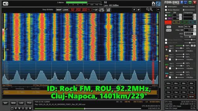 26.05.2020 06:00UTC, [Es, QRP], Rock FM, Румыния, 92.2МГц, 1401км, 100Ватт