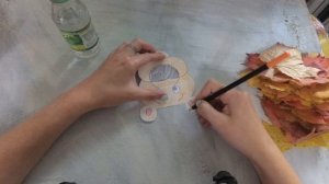 Осенняя аппликация из листьев. Лев