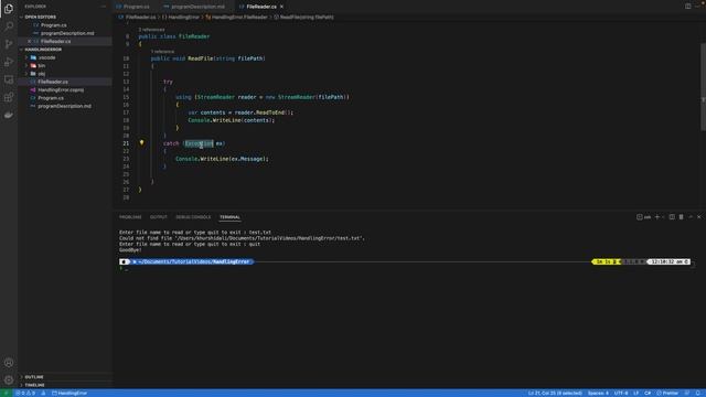 Episode-15 | How to handle Errors in C# | .Net6 | VSCode