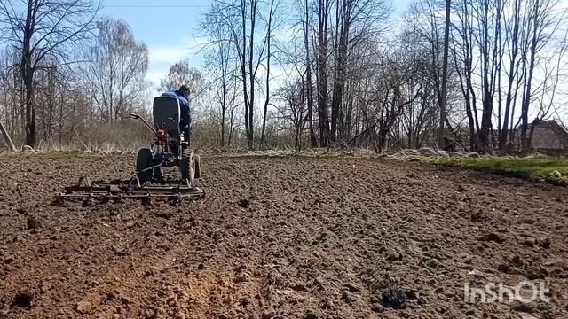 БОРОНОВАНИЕ МОТОБЛОКОМ С АДАПТЕРОМ