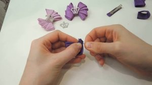 Бантики из лент красиво и просто/ 3Д бант канзаши из атласной ленты для резинки или заколки
