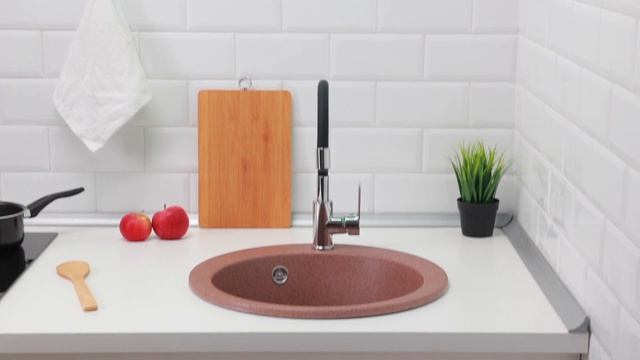 Кухонная мойка из искусственного камня Виктори, Alcora, цвет терракот смотреть онлайн