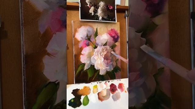 Белые пионы маслом  Часть 3. Peonies oil painting Part 3. Мастер-класс Марселя Сигнатуллина.