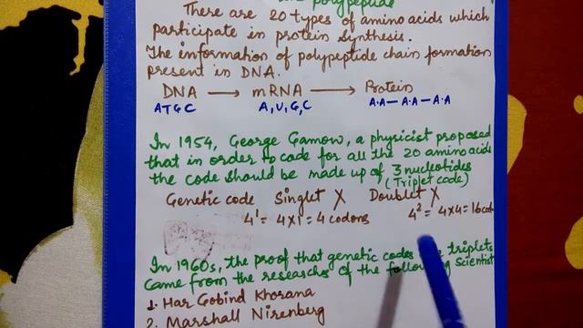 Genetic Code of Class 12 - Molecular basis of inheritance