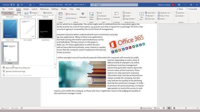 How to Create a Cover Page in Microsoft Word 2019 | Office 365