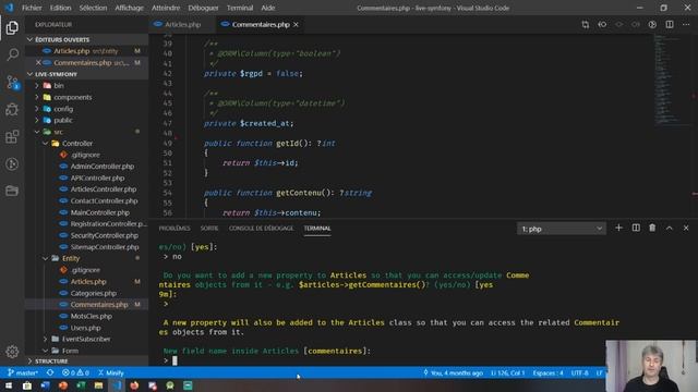 3 - Les relations entre les tables avec Symfony 4