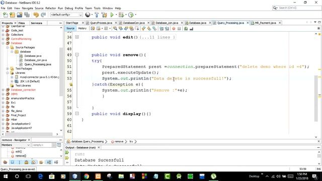 How to Delete/Remove item into database table in JAVA using Netbeans-8.2 смотреть онлайн