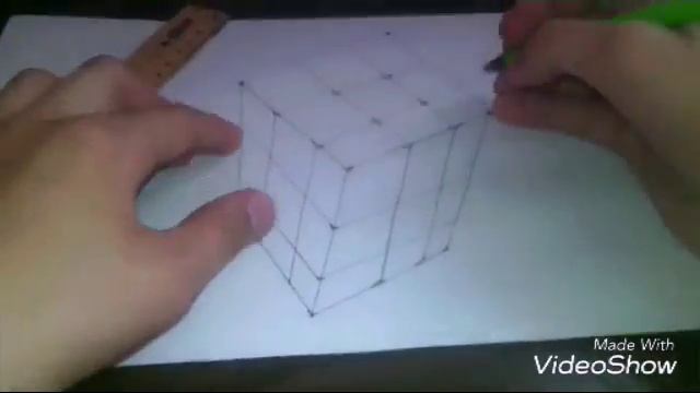 Как быстро нарисовать 3д куб смотреть онлайн