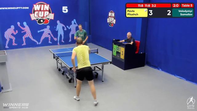 12:30 Плющ Павел 2-3 Самойлов Владимир  стол 5  ЮГ-2  20.07.22