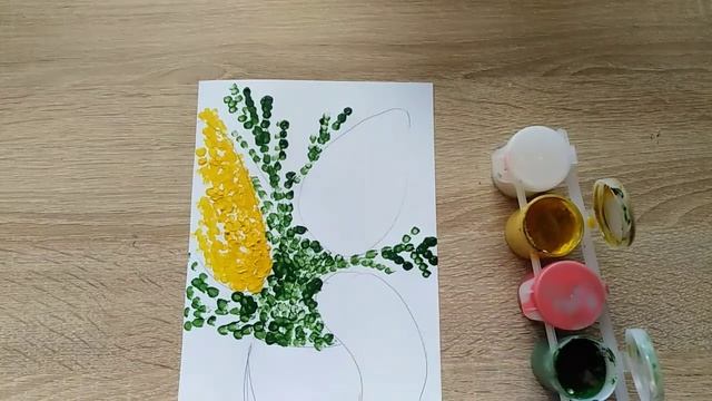 Рисунок на 8 марта. Рисуем мимозу ватными палочками. смотреть онлайн