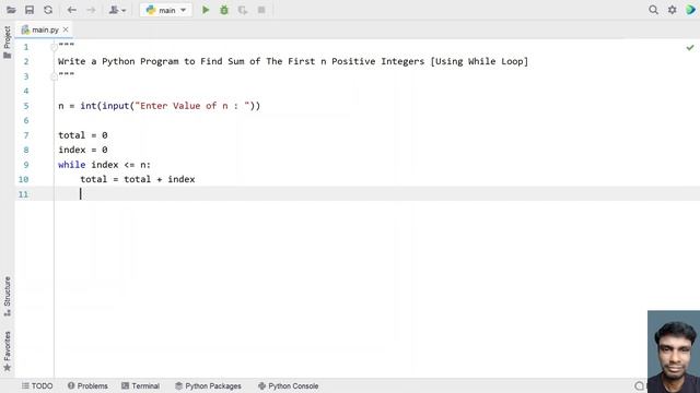 Write a Python Program to Find Sum of The First n Positive Integers [Using While Loop]