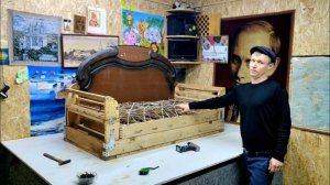 Вторая серия Реставрация Сталинского дивана замена пружинного блока