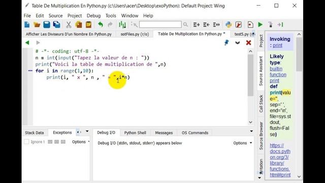 Table De Multiplication En Python