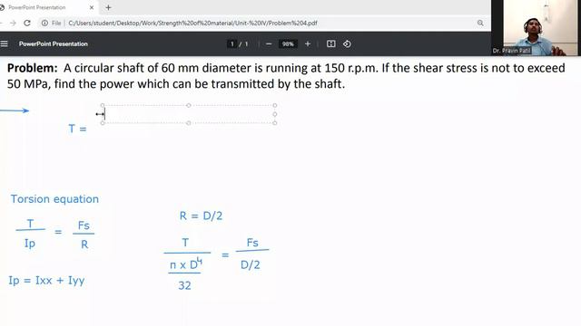 Problem on Torsion/ power which can be transmitted by the shaft/ Strength of Materials смотреть онлайн