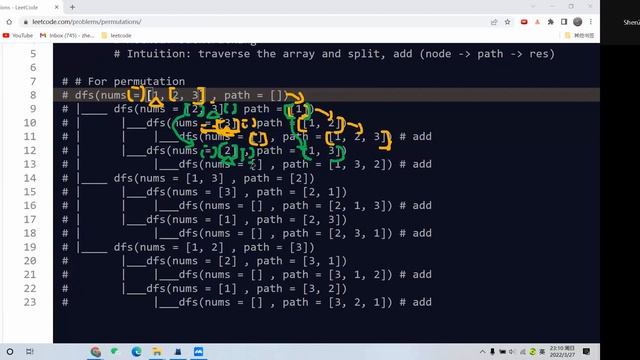 Leetcode 46. Permutations. Backtracking. Python смотреть онлайн