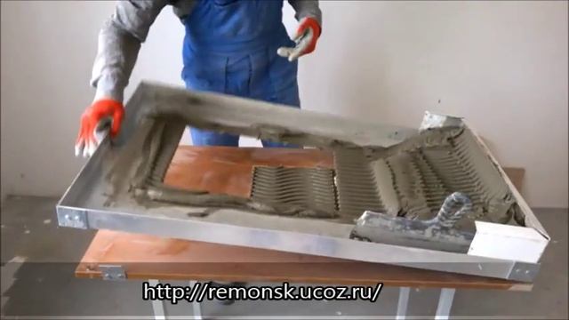 Нанесение плиточного клея. Оригинальный способ.