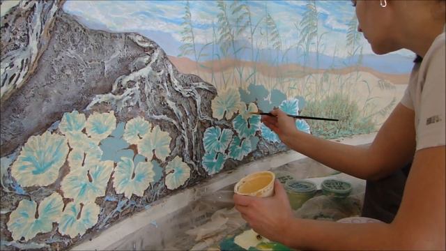 Мастер Класс Создание рельефа листочков из гипсовой шпаклевки и роспись своими руками. смотреть онлайн