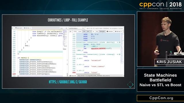 CppCon 2018: Kris Jusiak “State Machines Battlefield - Naive vs STL vs Boost” смотреть онлайн