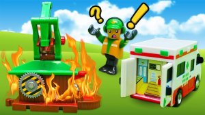 Игрушечные машинки помощники для детей: пожарная машина, скорая помощь, бульдозер и грузовик