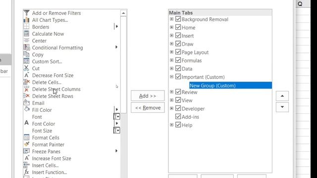 Excel: Customize ribbon, Add ins, quick access toolbar