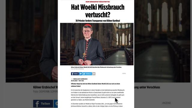 Kirchenmissbrauch:  Skandal um Kardinal Woelki.Papst Franziskus  muss eingreifen .