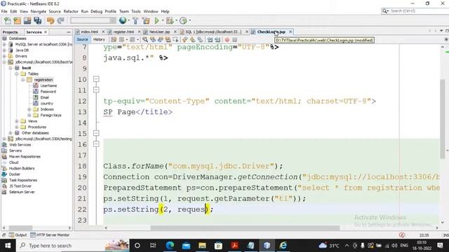 TYBSC IT Sem 5 Enterprise Java Practical 4 -C (Part 2) | Create a registration and login JSP .....