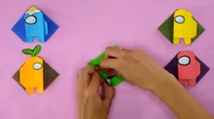 How to make origami AMONG US bookmark [AMONG US DIY]