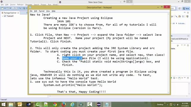 Creating a New Java Project in Eclipse