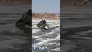 Вездеход выход на лед (рыхлый весенний лед).