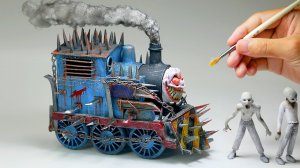 Как сделать диораму ﹤﹤СТРАШНЫЙ ПОЕЗД ЗОМБИ﹥﹥ из полимерной глины #поделки #искуство #глина #зомби