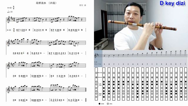 C key D key dizi flute practice with finger chart and staff notation（documents shared in comment） смотреть онлайн