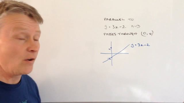 Parallel line to y = 3x - 2 passing through (0,4) on a graph - GCSE level 4 смотреть онлайн
