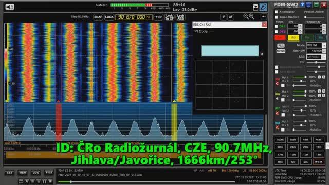 19.05.2021 15:31UTC, [Es], ČRo Radiožurnál, Чехия, 90.7MHz, 1666км