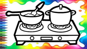 Drawing Cooking plates for kids/Bolalar uchun pishirish uchun gaz pechini chizish/Рисование плиты