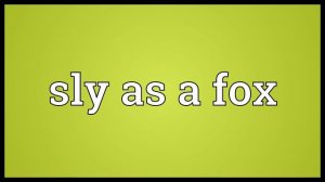 Sly as a fox Meaning