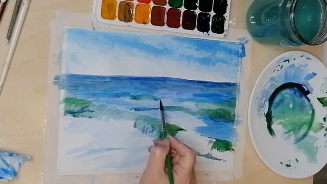 Не думала что море акварелью рисовать так просто Рисуем с Любовью рисунки для срисовки
