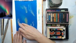 Рисуем Северное сияние гуашью и сухой пастелью