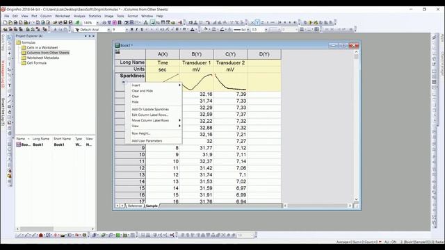 Формулы в Origin 2018 | Formulas in Origin 2018