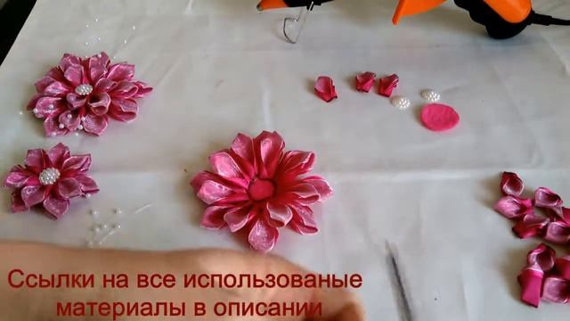 Красивые бантики из атласных лент 2 см. МК Канзаши / Beautiful bows of satin ribbons 2 cm
