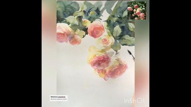 Ветка розы, акварель / watercolour roses смотреть онлайн