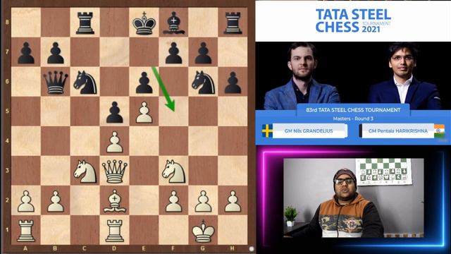 Learn French Defense Chess Opening || Grandelius Nils vs Pentala Harikrishna || Tata Steel Chess