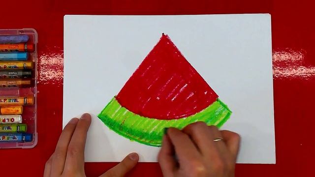 Как нарисовать АРБУЗ урок рисования для детей масляной пастелью смотреть онлайн