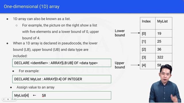 A Level Computer Science 9618 Paper 2: 1D Array