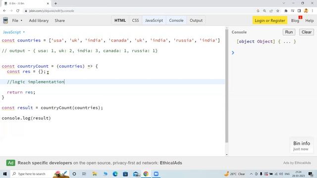 Find item count in Array | Array logical interview questions | JavaScript logical questions