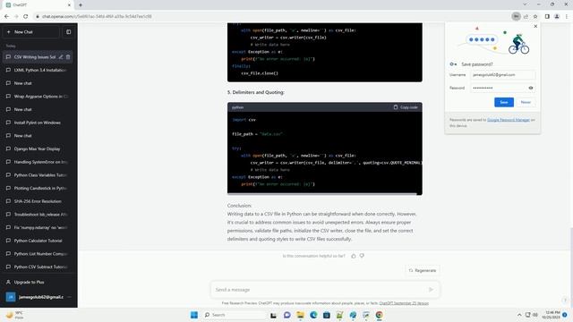 Cannot write csv file with python