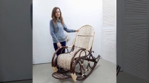 Кресло качалка плетеное из ивовой лозы с подножкой