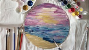 РИСУЕМ КАРТИНУ НА КРУГЛОМ ХОЛСТЕ | ЖИВОПИСЬ