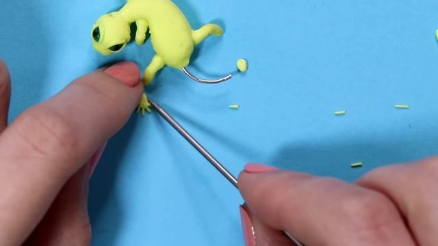 Леплю ЯЩЕРИЦУ ЭУБЛЕФАР! Улыбающийся геккон в миниатюре! Как слепить питомца для кукол ? Анна Оськин