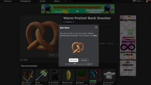 GET THIS ITEM FOR FREE IN ROBLOX! (Warm Pretzel Back Snacker)